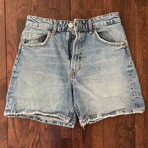 Zara High Waisted Mom Fit Jean Shorts